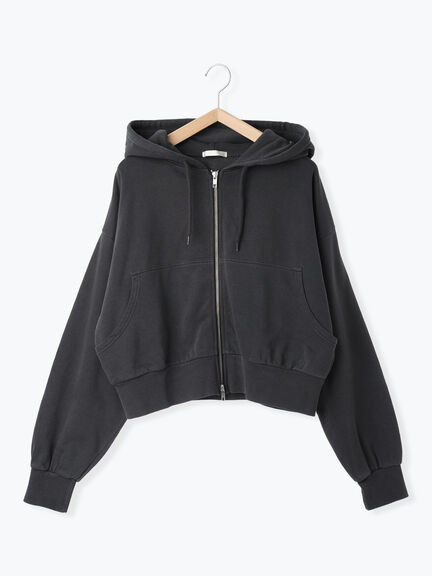 ショート丈ジップパーカー(チャコールグレー/モカ/グリーン/ネイビー/キナリ)|ehka sopo(エヘカソポ)通販