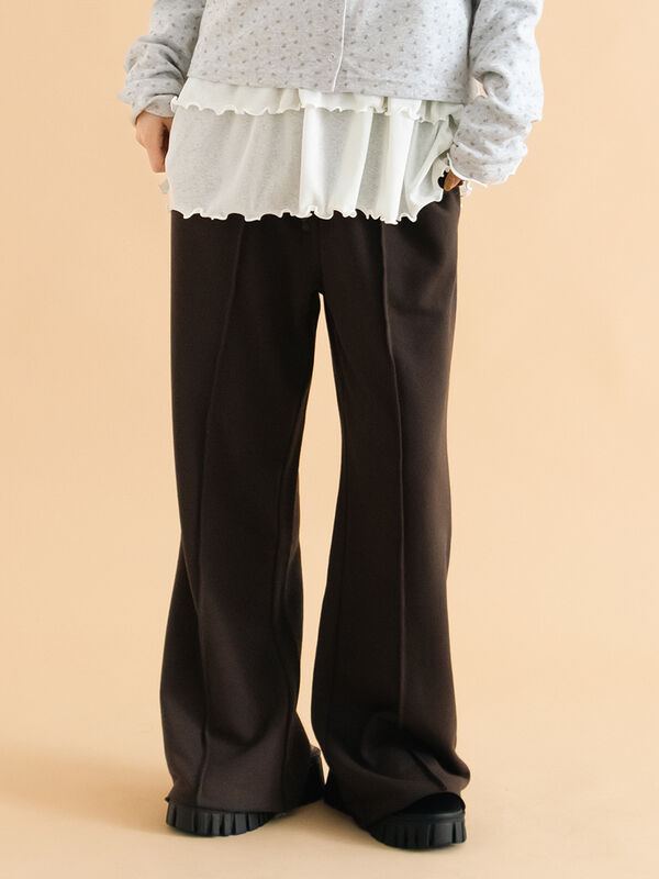 フレアスウェットパンツ(ブラウン)|ehka sopo(エヘカソポ)通販