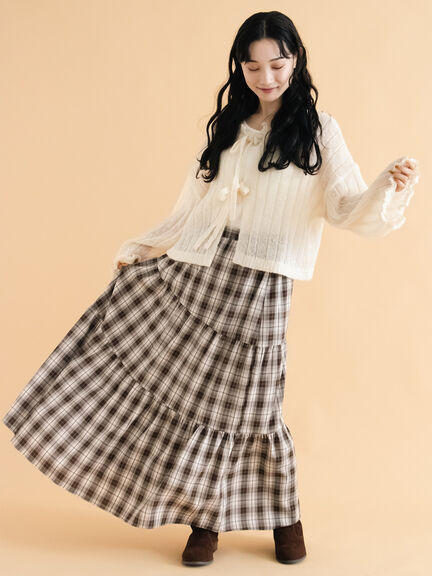 メローリボンカーディガン(グレー/ブルー/キナリ)|ehka sopo(エヘカソポ)通販