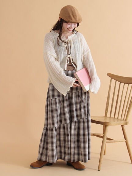 メローリボンカーディガン(グレー/ブルー/キナリ)|ehka sopo(エヘカソポ)通販