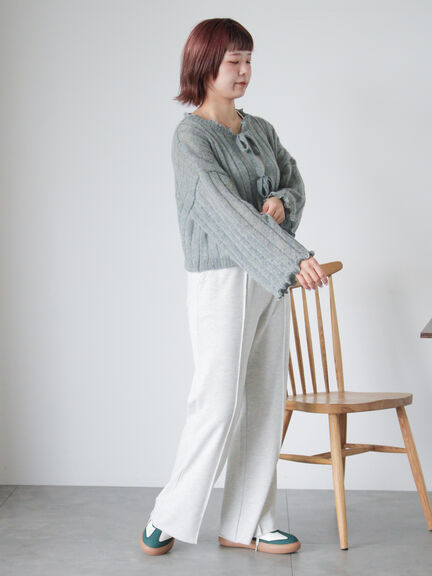 メローリボンカーディガン(グレー/ブルー/キナリ)|ehka sopo(エヘカソポ)通販