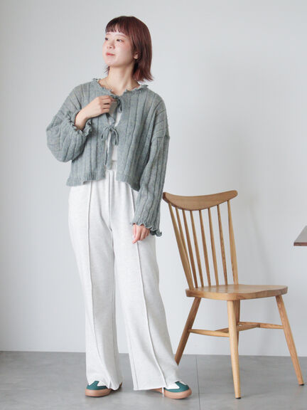 メローリボンカーディガン(グレー/ブルー/キナリ)|ehka sopo(エヘカソポ)通販