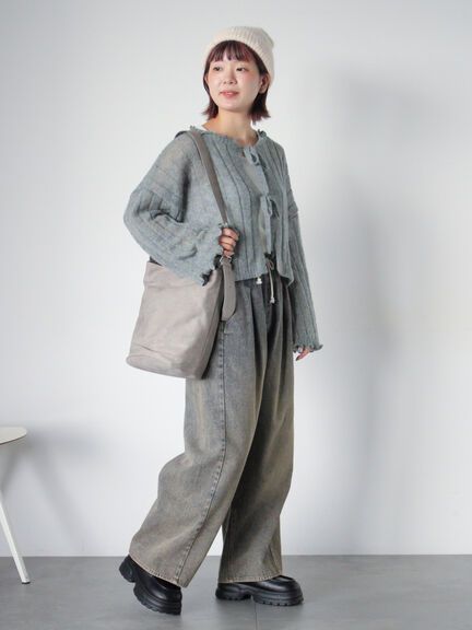 メローリボンカーディガン(グレー/ブルー/キナリ)|ehka sopo(エヘカソポ)通販