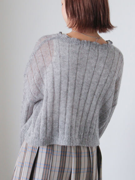 メローリボンカーディガン(グレー/ブルー/キナリ)|ehka sopo(エヘカソポ)通販