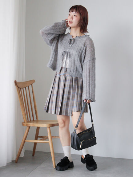 メローリボンカーディガン(グレー/ブルー/キナリ)|ehka sopo(エヘカソポ)通販