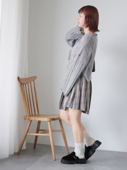 メローリボンカーディガン(グレー/ブルー/キナリ)|ehka sopo(エヘカソポ)通販