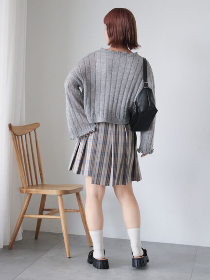 メローリボンカーディガン(グレー/ブルー/キナリ)|ehka sopo(エヘカソポ)通販