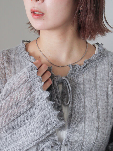 メローリボンカーディガン(グレー/ブルー/キナリ)|ehka sopo(エヘカソポ)通販