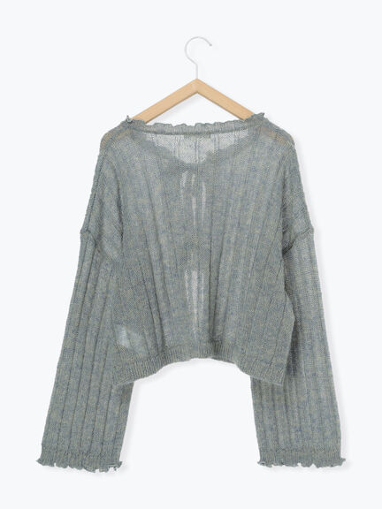 メローリボンカーディガン(グレー/ブルー/キナリ)|ehka sopo(エヘカソポ)通販