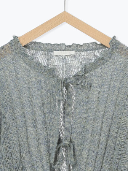 メローリボンカーディガン(グレー/ブルー/キナリ)|ehka sopo(エヘカソポ)通販