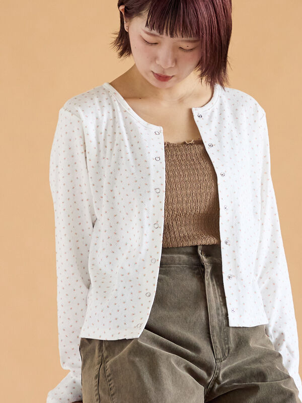 小花柄カットカーディガン(オフホワイト)|ehka sopo(エヘカソポ)通販