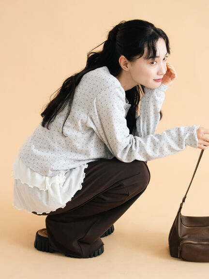 小花柄カットカーディガン(オフホワイト/グレー/キナリ)|ehka sopo(エヘカソポ)通販