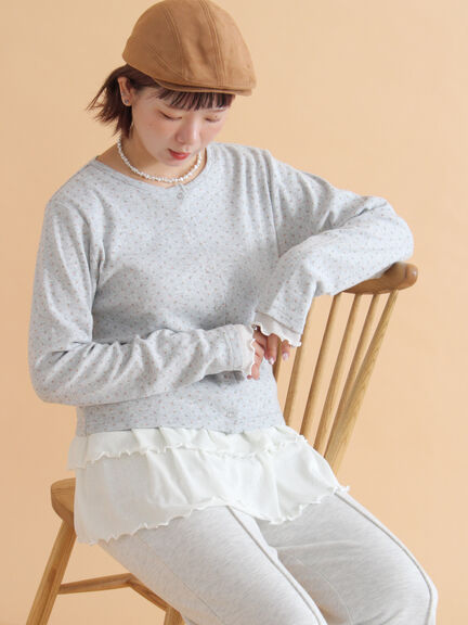 小花柄カットカーディガン(オフホワイト/グレー/キナリ)|ehka sopo(エヘカソポ)通販