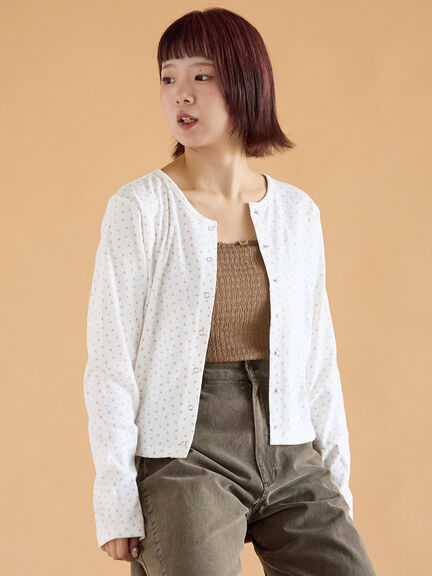小花柄カットカーディガン(オフホワイト/グレー/キナリ)|ehka sopo(エヘカソポ)通販