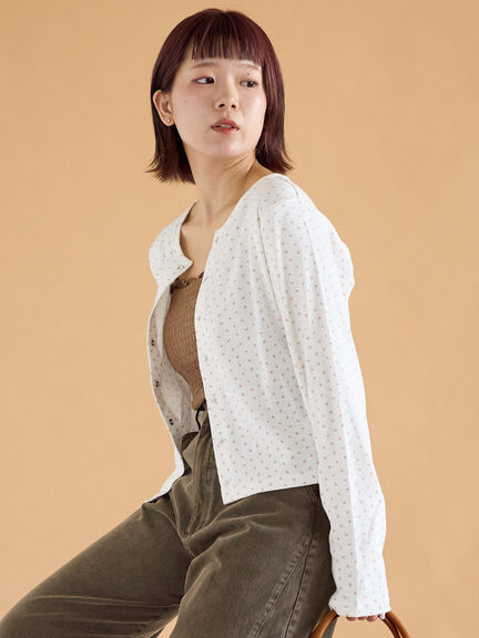 小花柄カットカーディガン(オフホワイト/グレー/キナリ)|ehka sopo(エヘカソポ)通販
