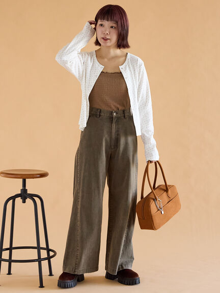 小花柄カットカーディガン(オフホワイト/グレー/キナリ)|ehka sopo(エヘカソポ)通販