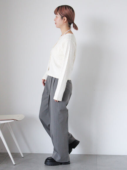 小花柄カットカーディガン(オフホワイト/グレー/キナリ)|ehka sopo(エヘカソポ)通販