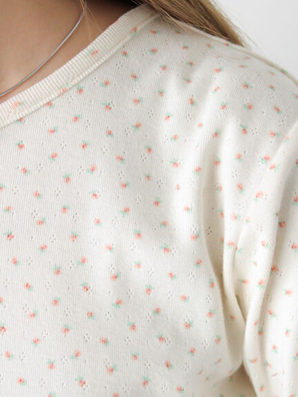 小花柄カットカーディガン(オフホワイト/グレー/キナリ)|ehka sopo(エヘカソポ)通販