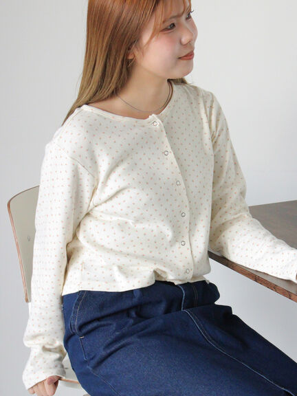 小花柄カットカーディガン(オフホワイト/グレー/キナリ)|ehka sopo(エヘカソポ)通販