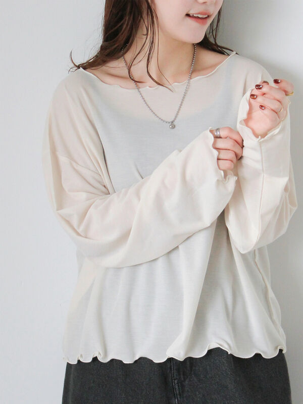 ◎シアーメローカットソー(ベージュ)|ehka sopo(エヘカソポ)通販