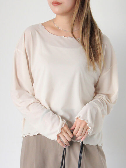 ◎シアーメローカットソー(オフホワイト/ブラック/ベージュ)|ehka sopo(エヘカソポ)通販