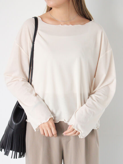 ◎シアーメローカットソー(オフホワイト/ブラック/ベージュ)|ehka sopo(エヘカソポ)通販