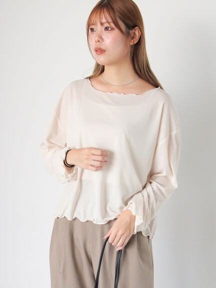 ◎シアーメローカットソー(オフホワイト/ブラック/ベージュ)|ehka sopo(エヘカソポ)通販