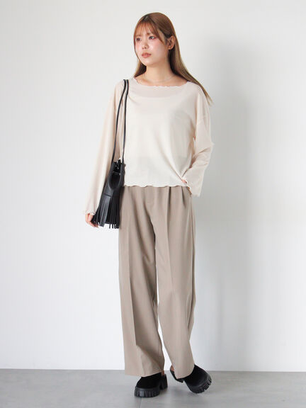 ◎シアーメローカットソー(オフホワイト/ブラック/ベージュ)|ehka sopo(エヘカソポ)通販