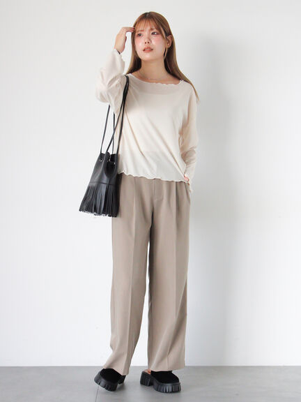 ◎シアーメローカットソー(オフホワイト/ブラック/ベージュ)|ehka sopo(エヘカソポ)通販