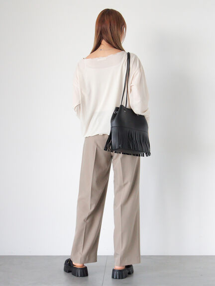 ◎シアーメローカットソー(オフホワイト/ブラック/ベージュ)|ehka sopo(エヘカソポ)通販