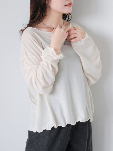 ◎シアーメローカットソー(オフホワイト/ブラック/ベージュ)|ehka sopo(エヘカソポ)通販