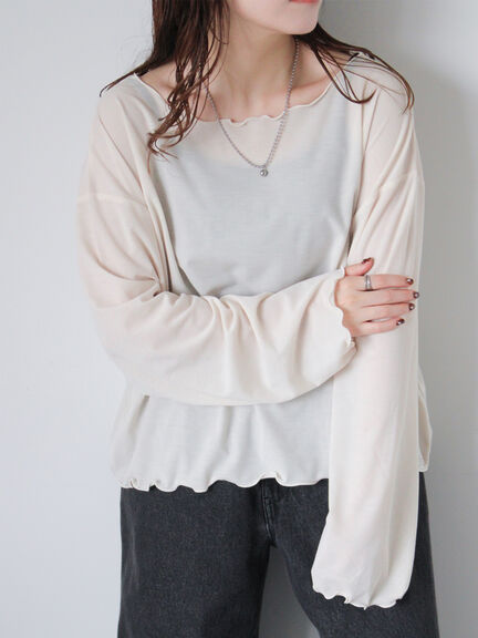 ◎シアーメローカットソー(オフホワイト/ブラック/ベージュ)|ehka sopo(エヘカソポ)通販