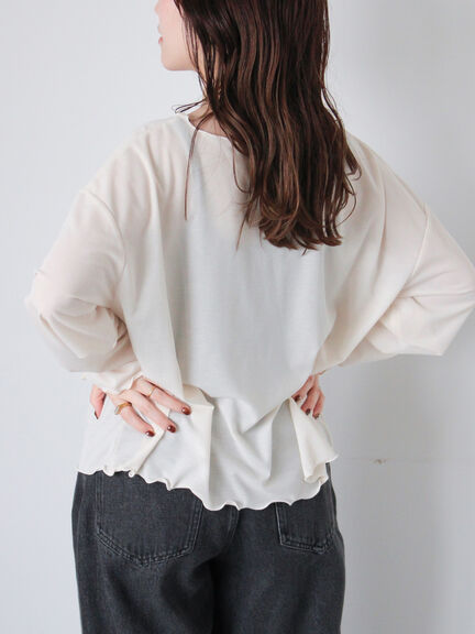 ◎シアーメローカットソー(オフホワイト/ブラック/ベージュ)|ehka sopo(エヘカソポ)通販