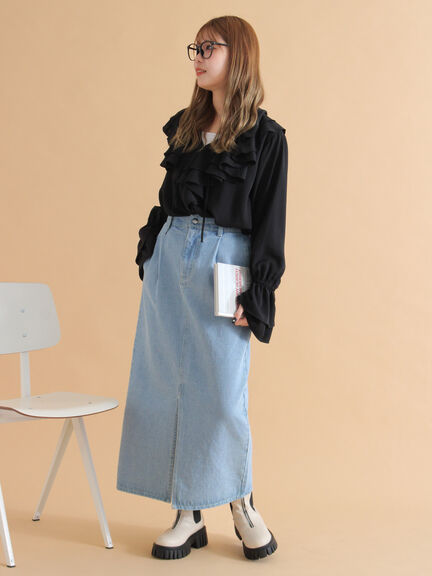 ◎デニムスカート(サックスブルー/ブルー/ネイビー)|ehka sopo(エヘカソポ)通販