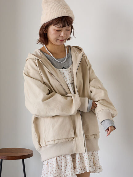 フードブルゾン(ブラック/ブラウン/キナリ)|ehka sopo(エヘカソポ)通販