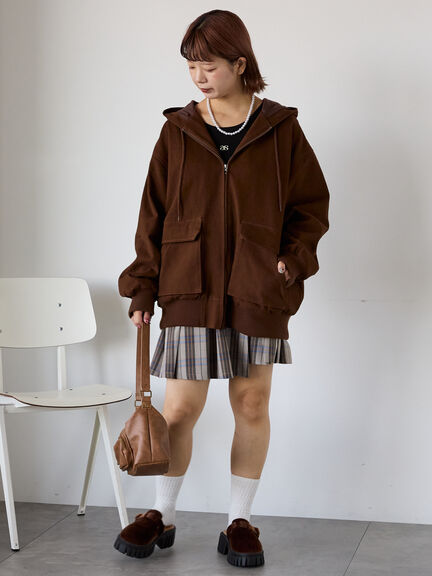 フードブルゾン(ブラック/ブラウン/キナリ)|ehka sopo(エヘカソポ)通販