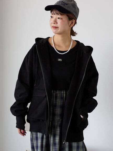 フードブルゾン(ブラック/ブラウン/キナリ)|ehka sopo(エヘカソポ)通販