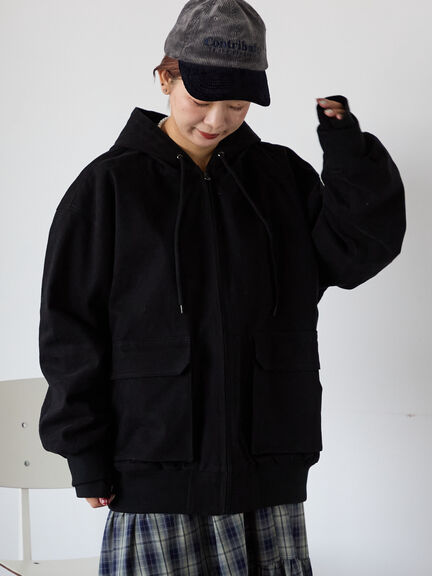 フードブルゾン(ブラック/ブラウン/キナリ)|ehka sopo(エヘカソポ)通販