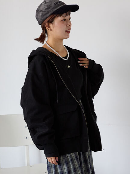 フードブルゾン(ブラック/ブラウン/キナリ)|ehka sopo(エヘカソポ)通販