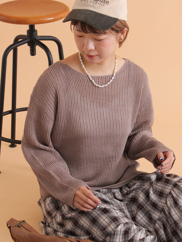 ◎透かし編みニット(モカ/グリーン/キナリ)|ehka sopo(エヘカソポ)通販