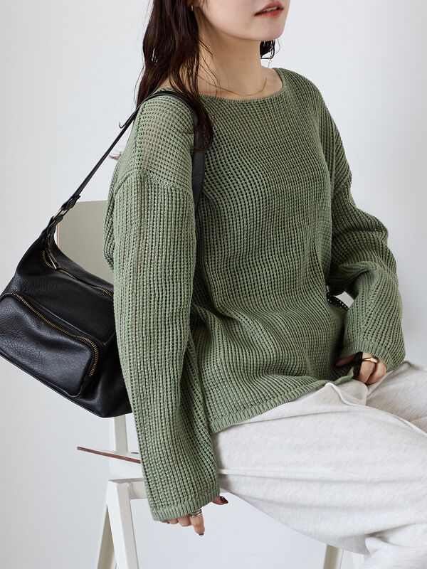 ◎透かし編みニット(グリーン)|ehka sopo(エヘカソポ)通販