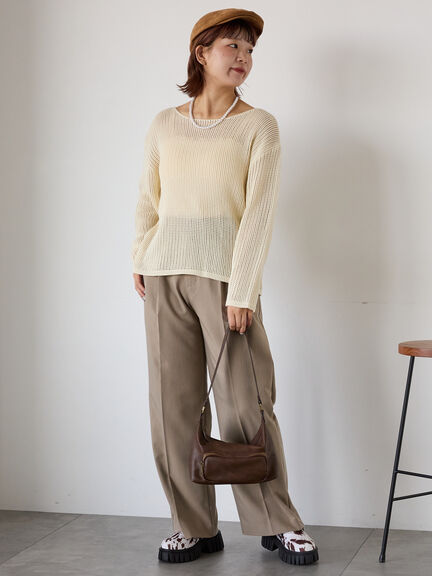 ◎透かし編みニット(モカ/グリーン/キナリ)|ehka sopo(エヘカソポ)通販