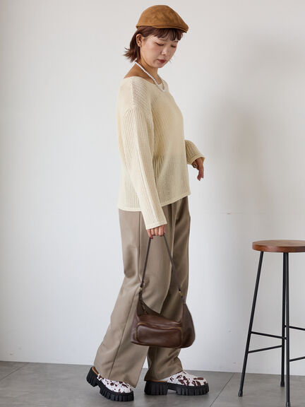 ◎透かし編みニット(モカ/グリーン/キナリ)|ehka sopo(エヘカソポ)通販