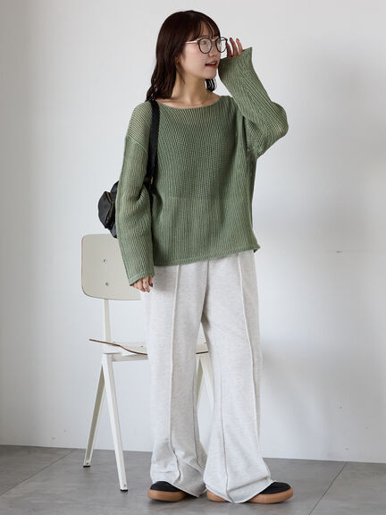 ◎透かし編みニット(モカ/グリーン/キナリ)|ehka sopo(エヘカソポ)通販