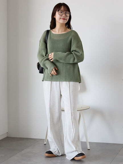 ◎透かし編みニット(モカ/グリーン/キナリ)|ehka sopo(エヘカソポ)通販