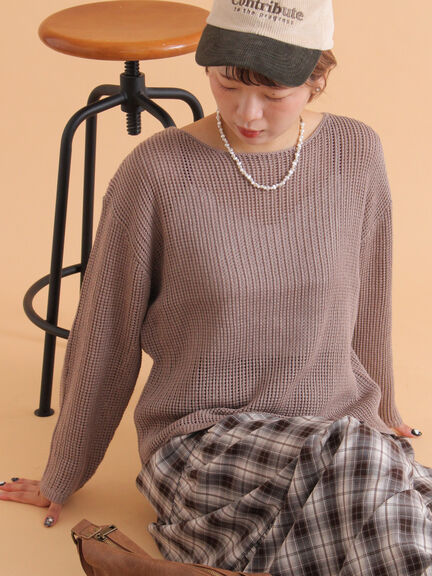 ◎透かし編みニット(モカ/グリーン/キナリ)|ehka sopo(エヘカソポ)通販