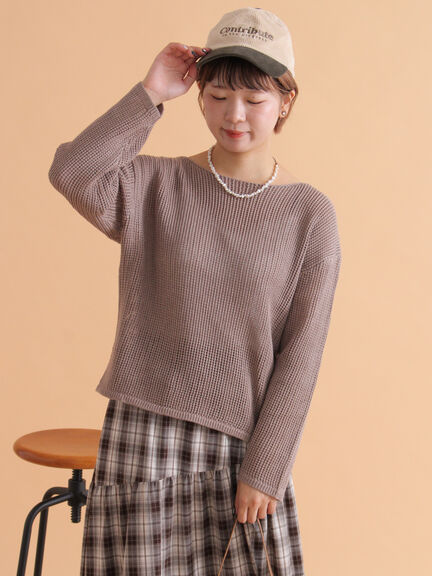 ◎透かし編みニット(モカ/グリーン/キナリ)|ehka sopo(エヘカソポ)通販