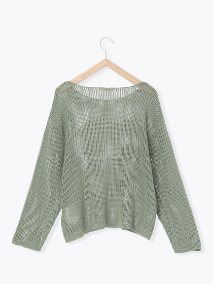 ◎透かし編みニット(モカ/グリーン/キナリ)|ehka sopo(エヘカソポ)通販