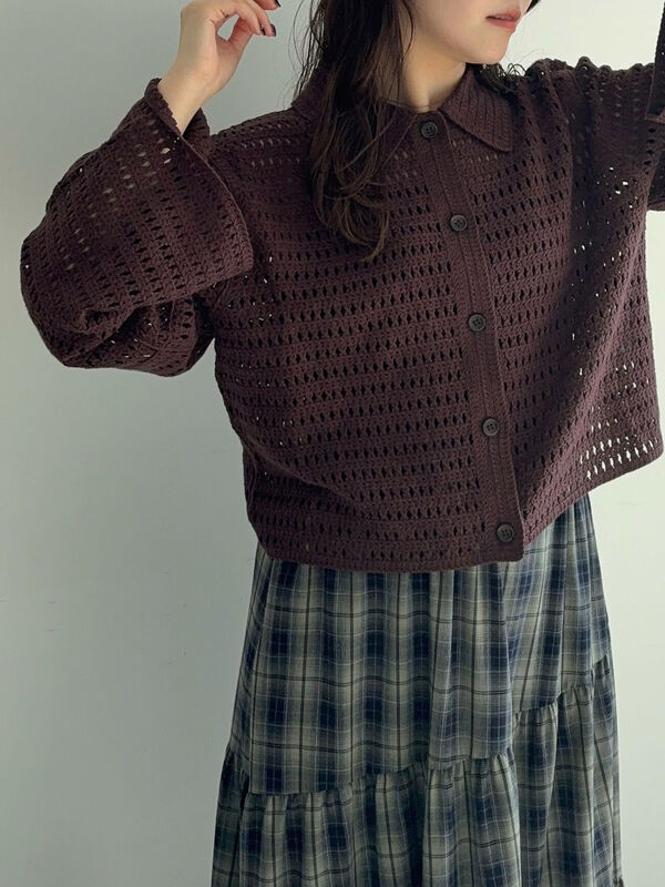 ◎襟付きカーディガン(ブラウン)|ehka sopo(エヘカソポ)通販