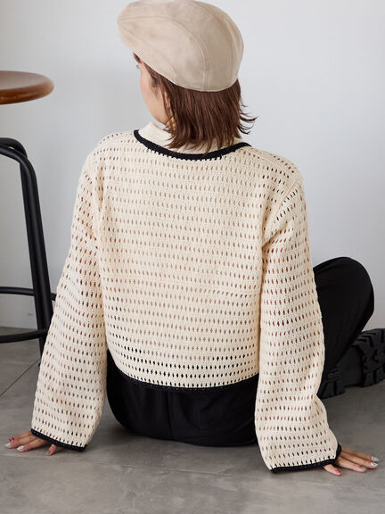 ◎襟付きカーディガン(ブラック/ブラウン/キナリ)|ehka sopo(エヘカソポ)通販